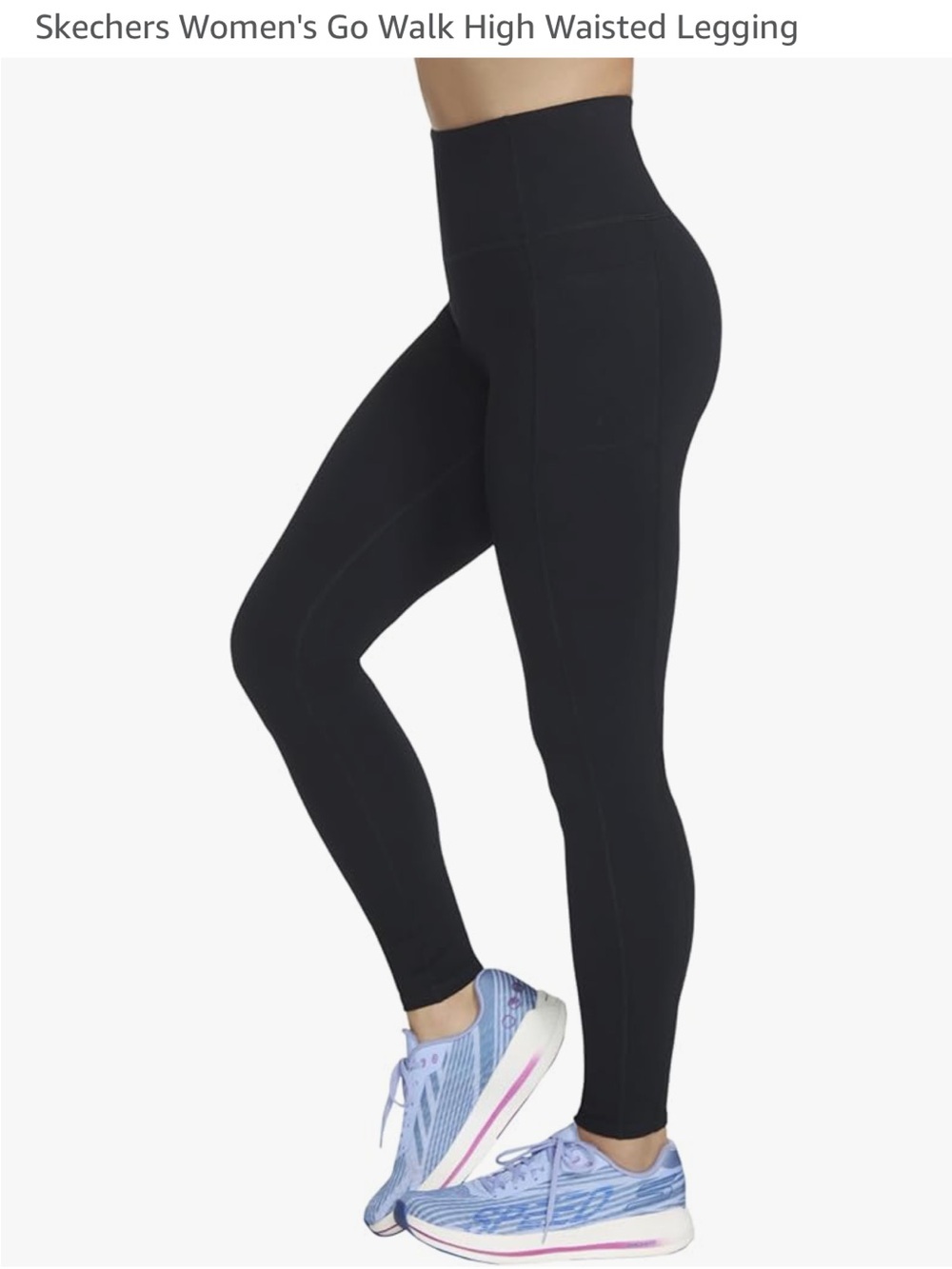 Skechers Go Walk High-Waisted Black Leggings with side pockets